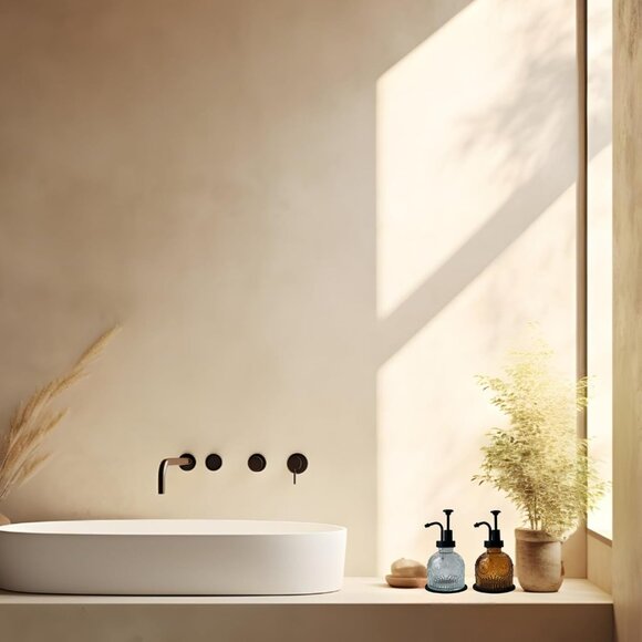 Brown Vintage Soap Dispenser For Bathroom Glass Kitchen Soap Dispenser With Pump - Picture 7 of 7